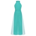 thumbnail image 4 of Yartina Kids Flower Girl Dressy Jumpsuits Wedding Party Girls Halter Sleeveless Wide Leg Rompers Mint Green 12, 4 of 7