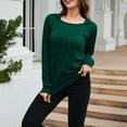 thumbnail image 4 of Womens Fall Tops Long Sleeve Rib-knit Round Neck Plain Pullover Casual T Shirts Tops for Winter Trendy 2025 (L, Green), 4 of 7
