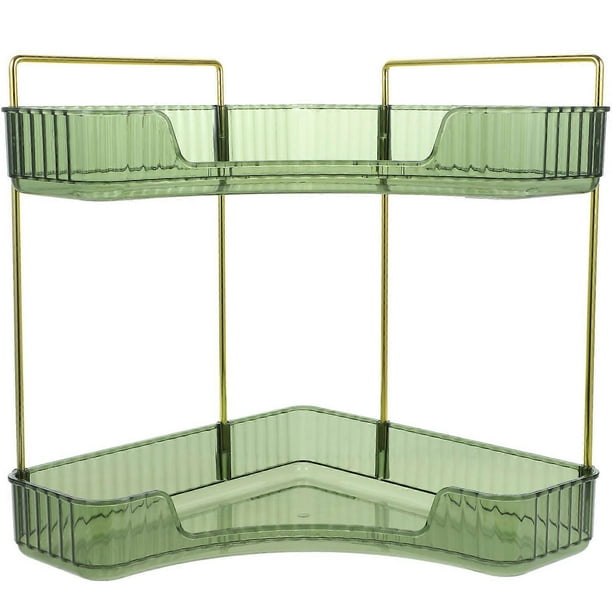 2 Tier Spice Rack Corner Storage Shelf Makeup Organizer Cosmetic Holder Standing Counter Shelf