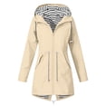 thumbnail image 4 of Girls Rain Jacket Waterproof Lightweight Hooded Windbreaker with Pockets, Kids Solid Color Outdoor Spring Fall Coat, Easy On/Off School Outerwear(Beige3/9-10 Years), 4 of 6