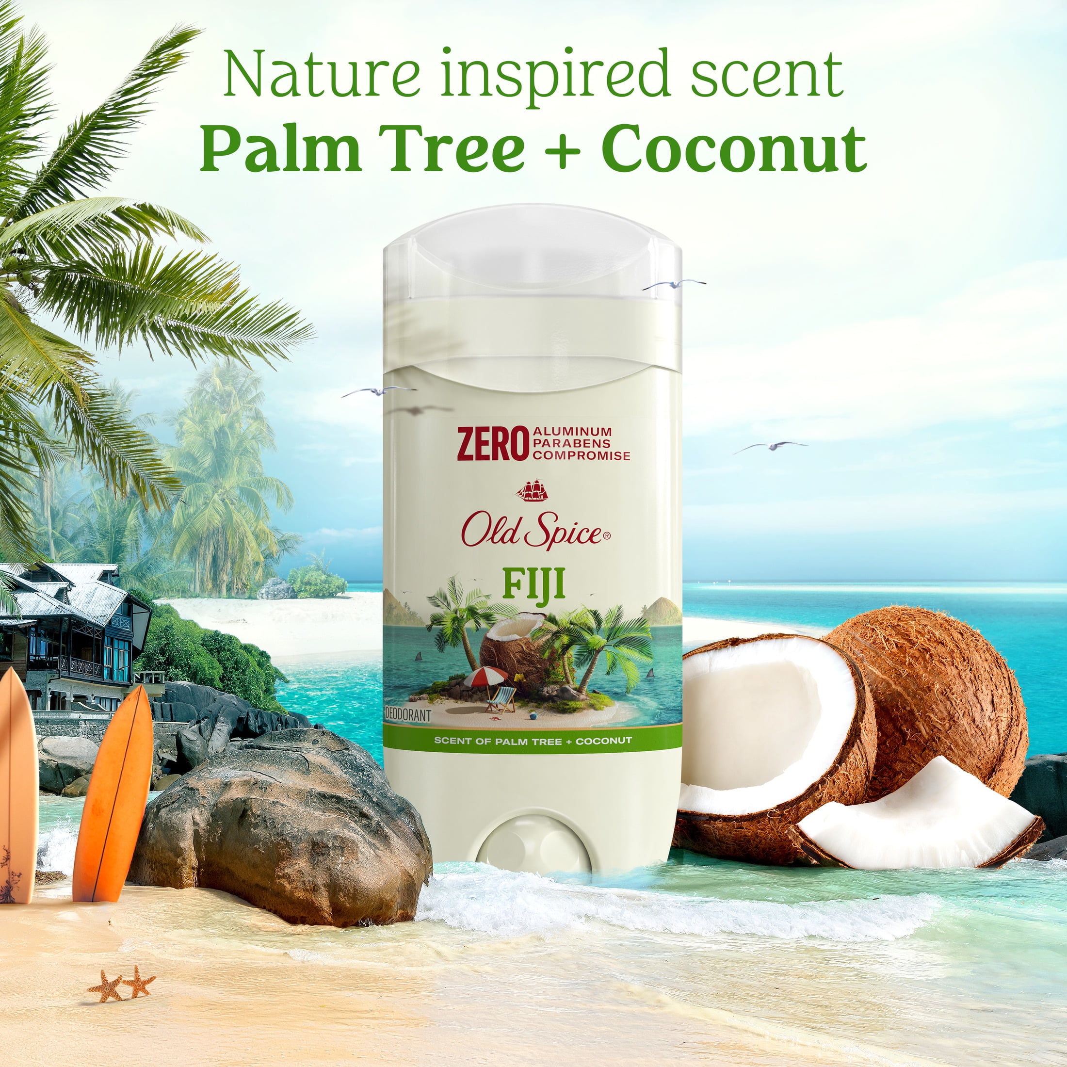 Old Spice Men's Deodorant Aluminum-Free Fiji with Palm Tree, 24/7 Lasting Freshness, 9oz, 3 Pack