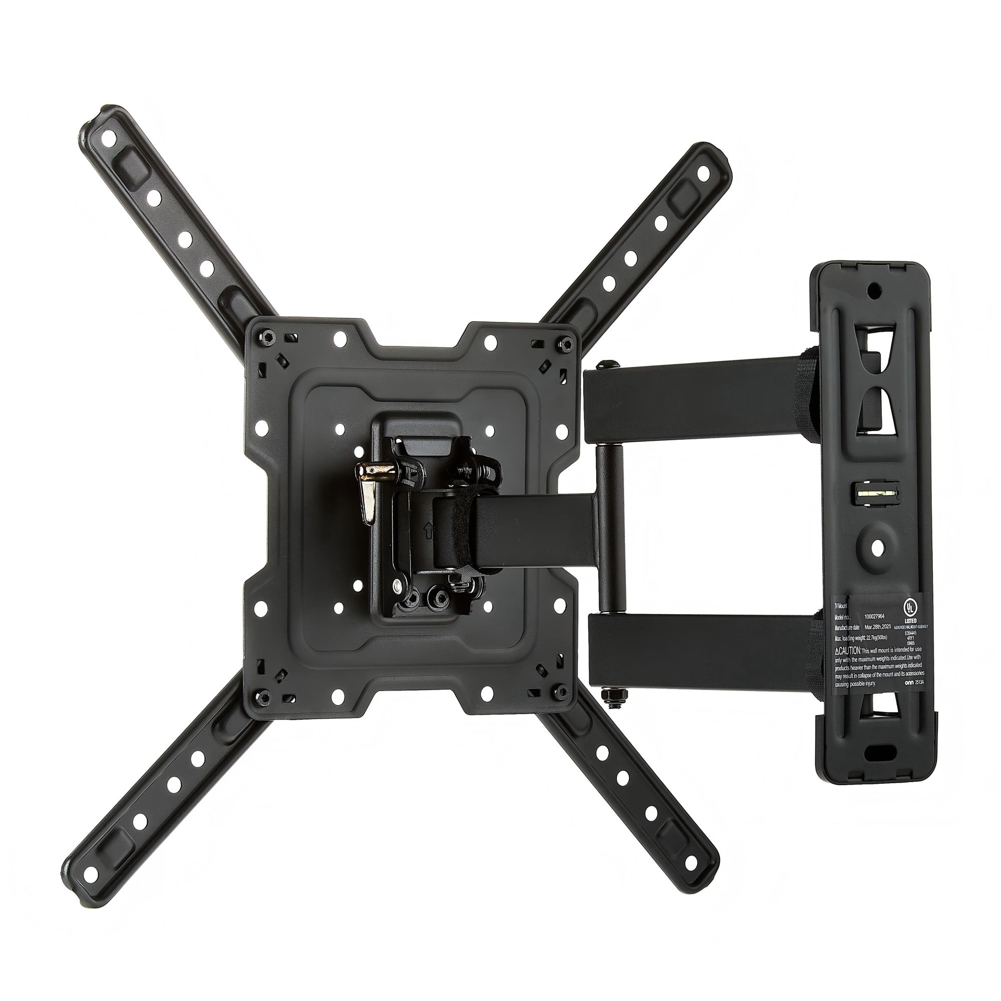onn Full Motion TV Wall Mount for 19" to 50" TVs, UL Listed, swivel ±45°, up to +5/-15°Tilting