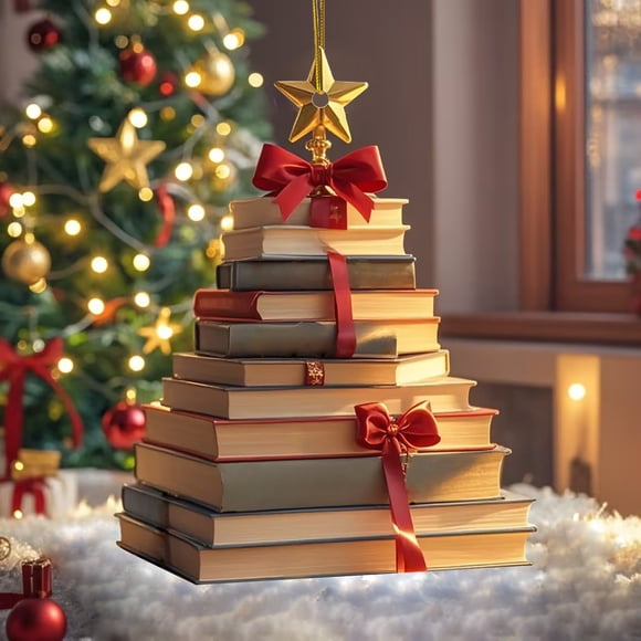 Adorno colgante decorativo para árbol de Navidad | Decoración plana 2D para estante | Árbol de Navidad, corona, chimenea, decoración navideña para el hogar