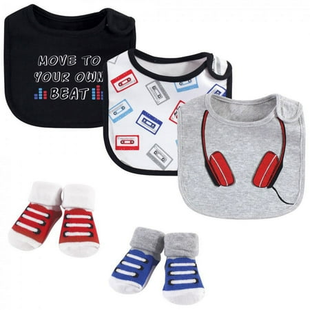 UPC: 0660168755046 | Little Treasure Baby Boy Cotton Bib and Sock Set 5pk Headphones One Size