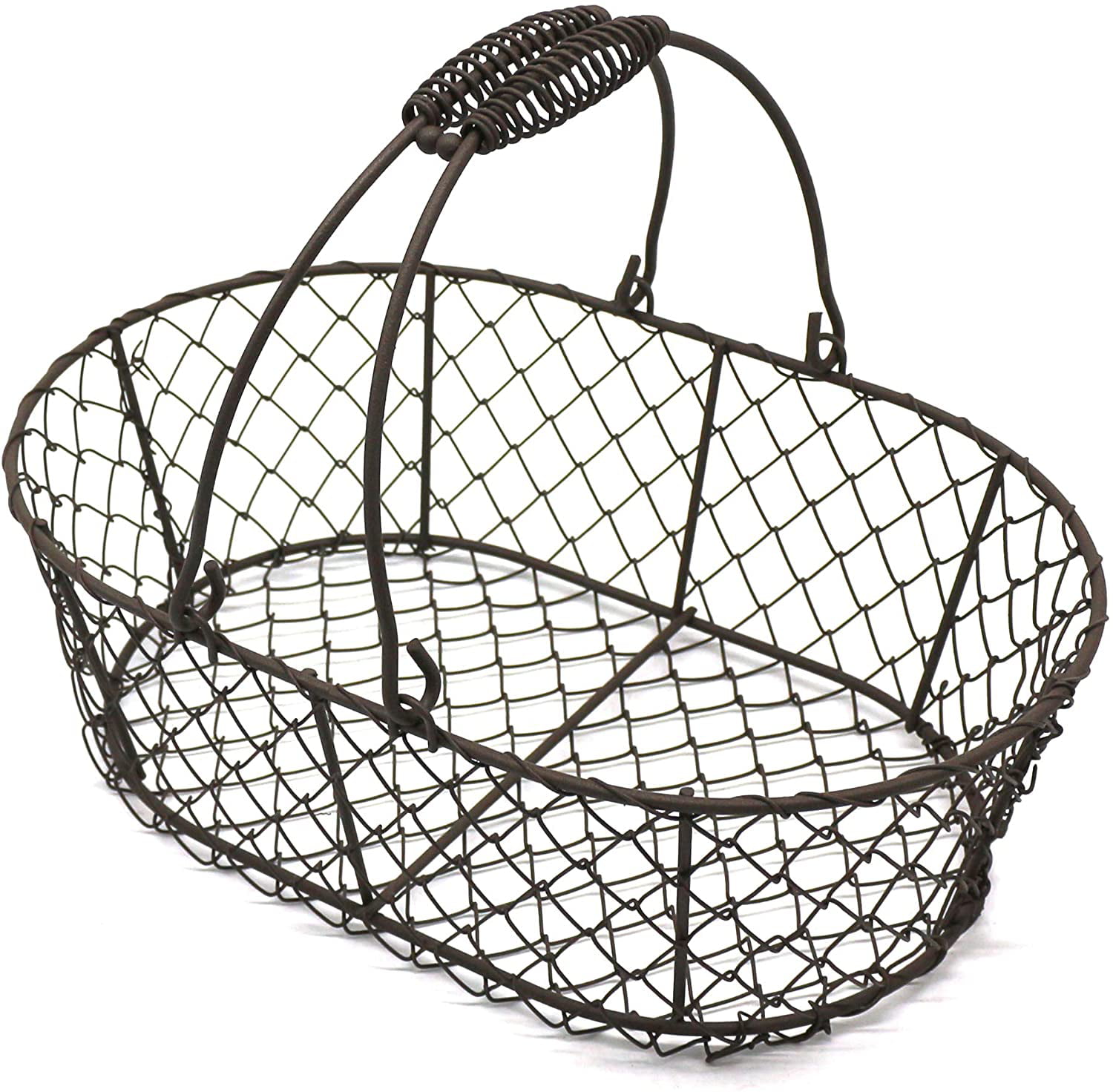 Vintage Rustic Black Metal Wire Oval Fruit Egg Storage Bread Display Baskets 