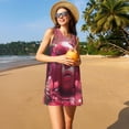 thumbnail image 3 of Fotbe Surreal Pink Headphones Vestido de Verano sin Mangas para Mujer – Vestido Midi Línea A, Estilo Camiseta Floral, Vestido Playero Casual y Fluido, 3 of 7