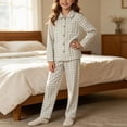 thumbnail image 2 of MKOSPLRT Plaid Pajamas Sets 3-16 Years Long Sleeve Button Down 2 Pieces Nightwear Shirt Pjs Bottoms Soft Lounge Set Sleepwear with Pocket, 2 of 7