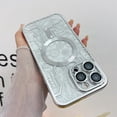 thumbnail image 2 of Magnetic Transparent Circuit Pattern Case for iPhone 14/13 /12/ Pro Max Compatible with Magsafe, Glass Full Lens Camera Protector Shockproof for Women Men (Silver,for iPhone 13), 2 of 9