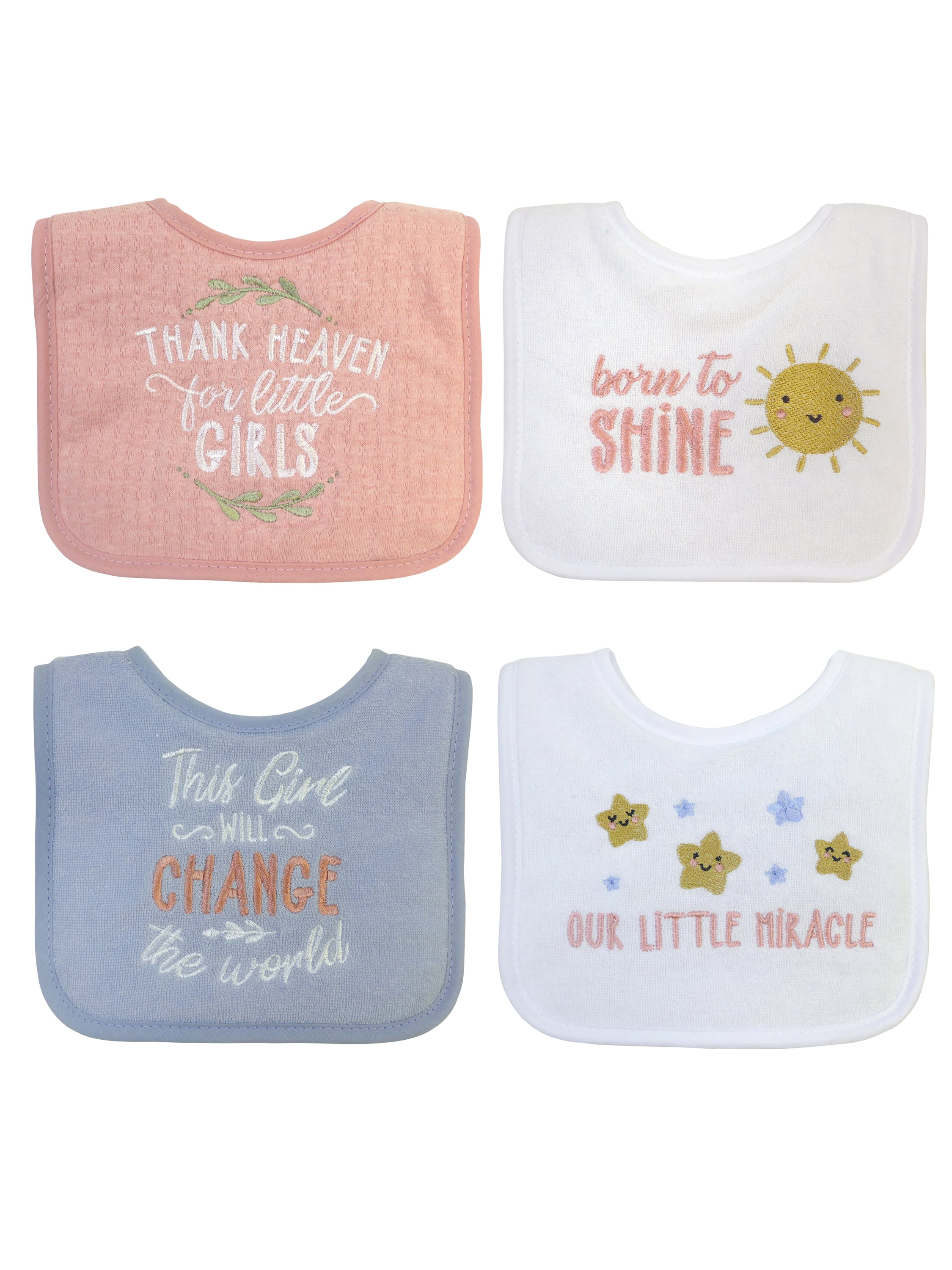 Parent Choice Baby Girl Thank Heaven Bibs, 4-Pack