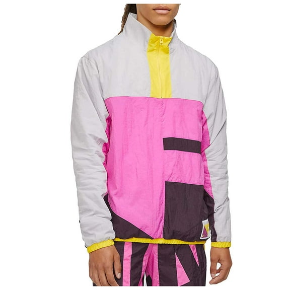 Nike Men's Flight Colorblock Lightweight Basketball Jacket (Grey/Fuchsia/Yellow, Medium)