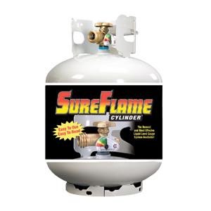 Manchester Tank Propane Tank 10504TC.101 SureFlame; DOT Portable Tank; 20 Pounds Capacity; 18 Inch Length x 12.2 Inch Diameter; Powder Coated; White; Steel; With Gauge