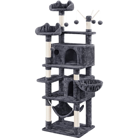 Yaheetech 67.1'' H Multi-Level Cat Tree Cat Tower with Condos, Dark Gray