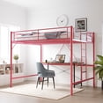 thumbnail image 1 of Ktaxon Loft Bed Queen Size with Flat Rungs, No Box Spring Required,Heavy Duty Metal Slat Support,Pink, 1 of 9
