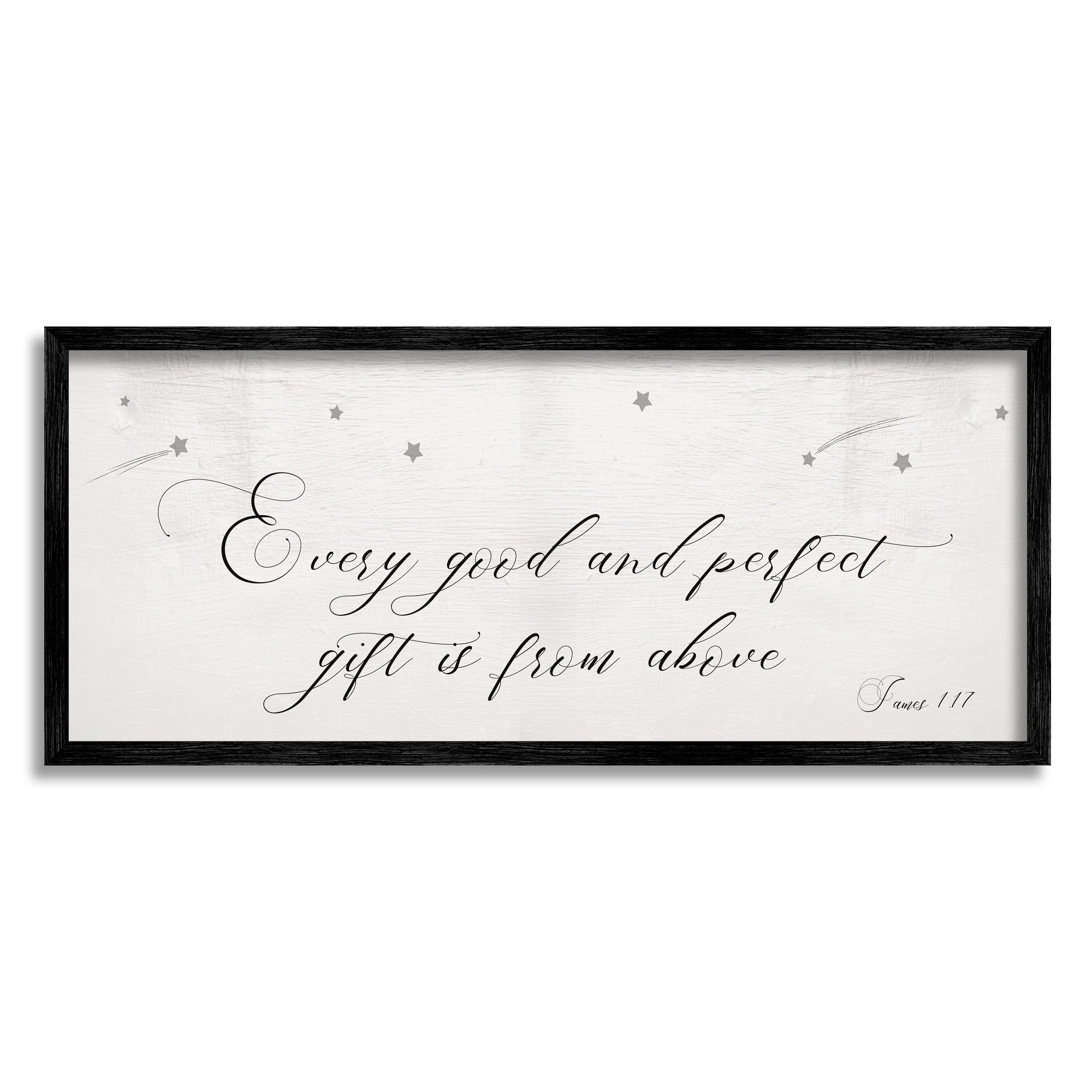 Stupell Industries Good Perfect Gift From Above Sentiment Shooting Stars Graphic Art Gray Framed Art Print Wall Art, 10x24, by Daphne Polselli