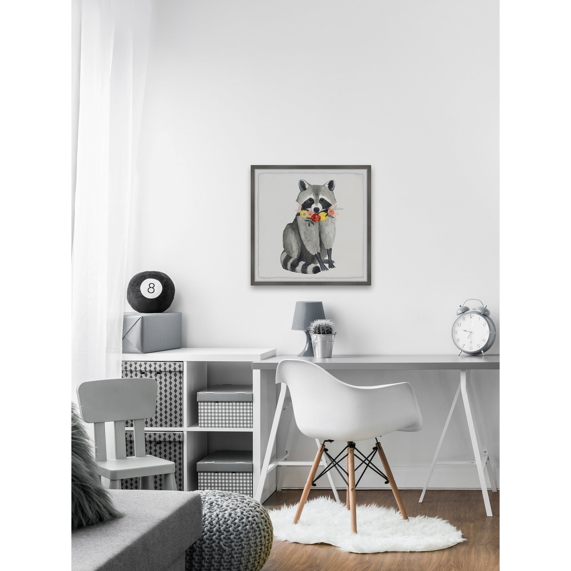 Marmont Hill Flower Necklace Raccoon Framed Wall Art, 12.00" x 1.50"