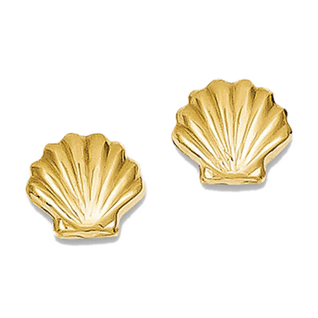 seashell 14k stud earrings yellow gold