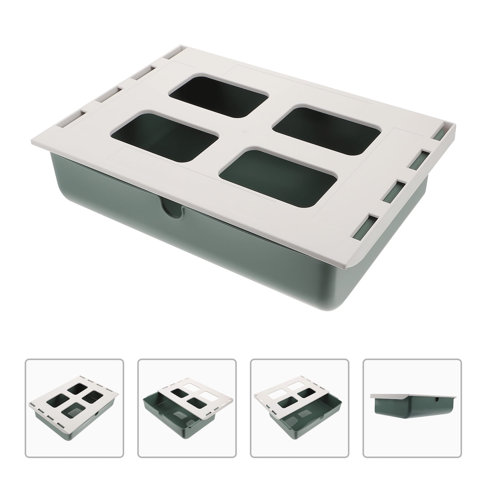 KHBUAB 1Pc Green Hidden Drawer Box Under Desk Storage Container for Home Organizer
