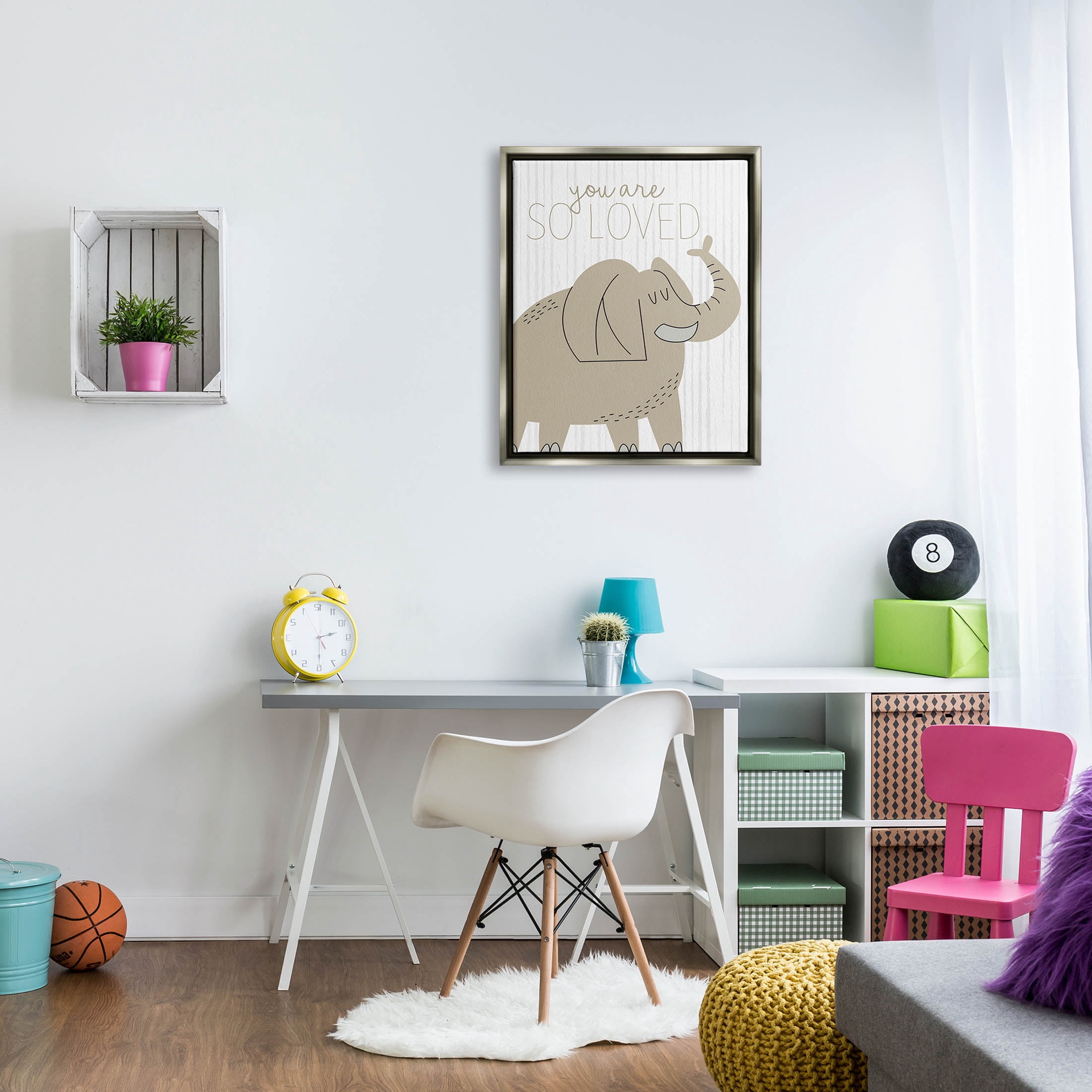 Stupell Industries You Are So Loved Elephant Graphic Art Luster Gray Floating Framed Canvas Print Wall Art, Design by Kim Allen