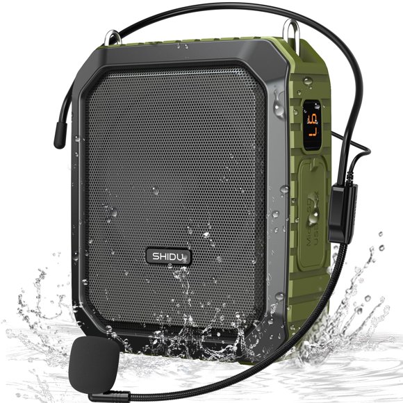 Amplificador de voz SHIDU M800 18W con micrófono y altavoz IPX5