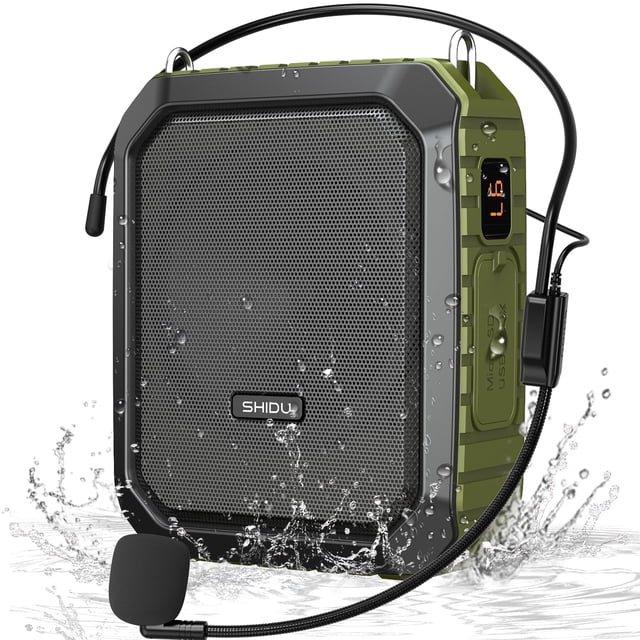 Amplificador de voz SHIDU M800 18W con micrófono y altavoz IPX5