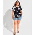 thumbnail image 5 of CASSIE LIZ Womens Plus Size 5X Tops Black White Tie Dye Oversized Crew Neck Front Cutout Short Sleeve T-Shirt for Women Summer Casual Loose Fit Tunic Tops Spring Tee 5XL 26W 28W, 5 of 8