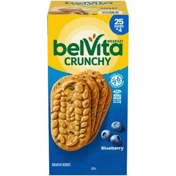 Belvita Blueberry Breakfast Biscuits, 25 Pk., 4 Biscuits per Pack