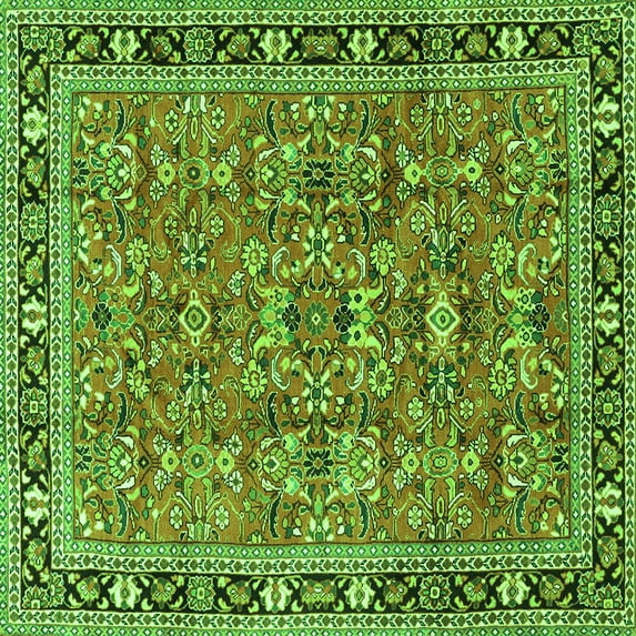 Ahgly Company Indoor Square Persian Green Traditional Area Rugs, 4' Square