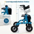 thumbnail image 6 of Goplus Foldable Height Adjustable Rollator Walker with Seat, Storage Bag for Seniors Blue, 6 of 11