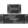 thumbnail image 2 of MeyJey Kitchen Rug Set of 2, Anti Fatigue Kitchen Mat 2 Pieces, Non Skid Waterproof Cushioned Floor Mat and Runner Rug, 17"x28"x0.5"+17"x59"x0.5", Black, 2 of 6