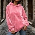 thumbnail image 6 of Women's Velvet Drawstring Hoodie Ghalytn Oversized Drop-Shoulder Pullover Sweatshirt with Pocket, 6 of 7