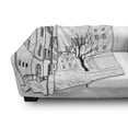 thumbnail image 3 of Cityscape Soft Flannel Fleece Blanket, Paris Street with Houses Buildings and Tree on Alleyway Eiffel Tower Background, Cozy Plush for Indoor and Outdoor Use, 50" x 70", Black White, by Ambesonne, 3 of 6