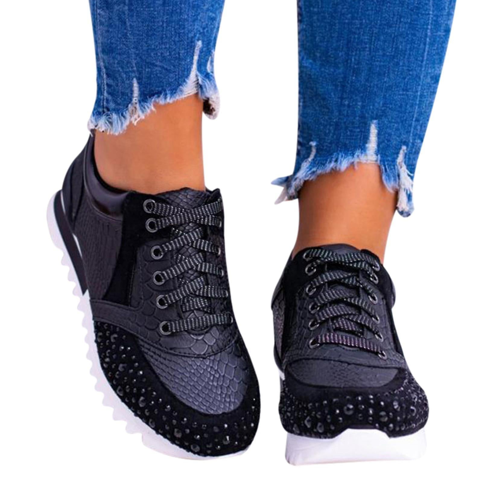 Elegant Orthopedic Comfortable Shoes Crystal Rhinestone Women Casual Running  Sports Shoes -42-Black | Walmart Canada