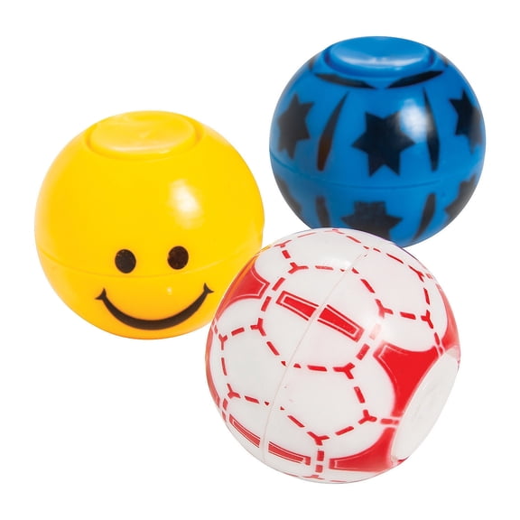 Fun Express 2" Everyday Fun Patterned Plastic Fidget Spinner Balls - 12 Pieces