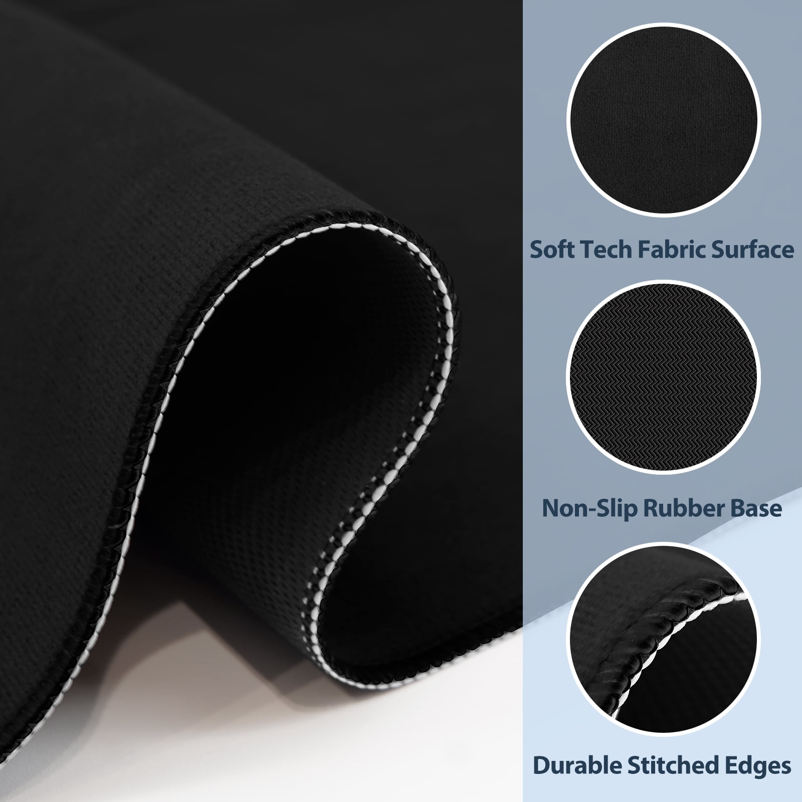 Noise Reducing Anti-Slip Table Cover Pad | Portable Game Mat for Mahjong, Poker, Cards, Dominoes with Carry Bag (Black)