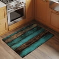 thumbnail image 3 of Vintage Teal Stripe Bathroom Mats 2x3 FT, Non Slip Small Kitchen Mat, Farmhouse Shabby Turquoise Washable Soft Backed Front Door Throw Rugs Non-Shedding Indoor Outdoor Doormat for Entryway Sink, 3 of 8