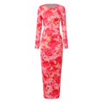 thumbnail image 3 of WILLBEST Vestidos de Verano para Mujer, Vestido Maxi Ajustado para Mujer, Moda de Otoño, Manga Larga, Estampado Floral, Ajustado, para Fiesta, Club, Vestidos Fruncidos Mediana​​, 3 of 3