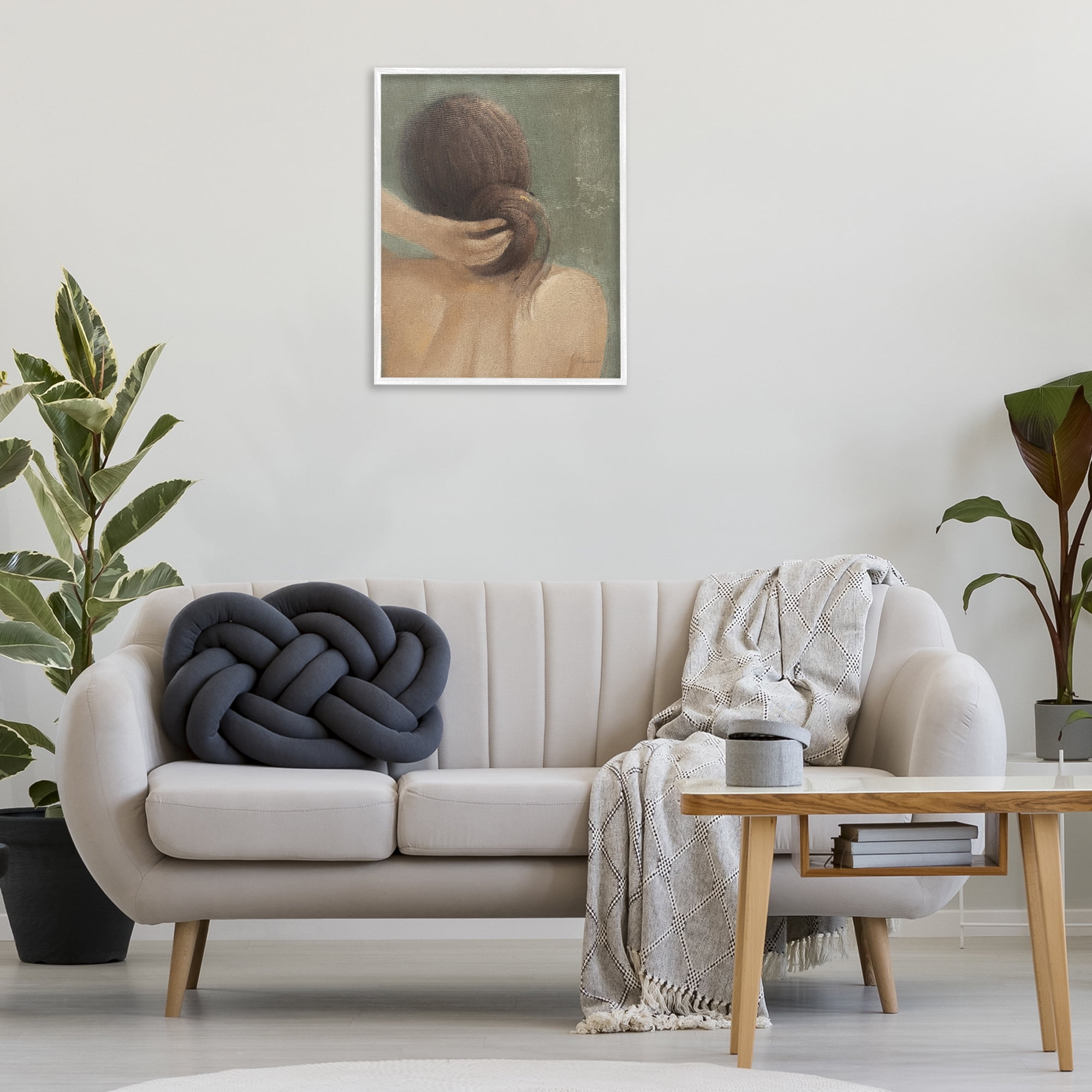 Stupell Industries Classic Brunette Woman Novelty Painting White Framed Art Print Wall Art, 24 x 30