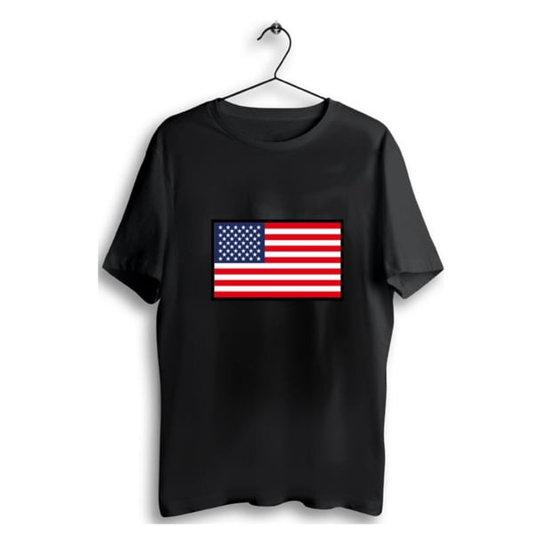 Camiseta de algodón con estampado de bandera patriótica de EE. UU. para hombre: cuello redondo de algodón, manga corta, tejido de punto ligeramente elástico, ajuste regular, comodidad para todas las e