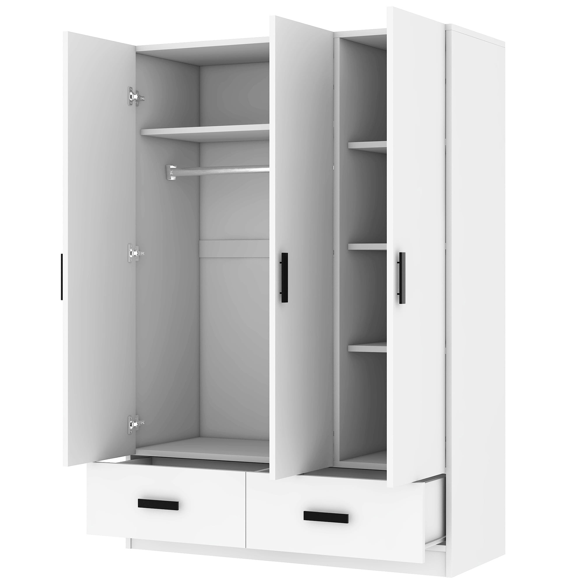 EUROCO 67.7 Modern Armoire Wardrobe, 3 Door Cabinet Closet with Clothing Rods for Kids Adutls, White