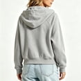 thumbnail image 6 of Women's Sweatshirts Ndbuld Women's Fashion Solid Color Long Sleeve Hooded Pocket Zipper Drawstring Pocket Tops Sweatshirts Gray,M, 6 of 6