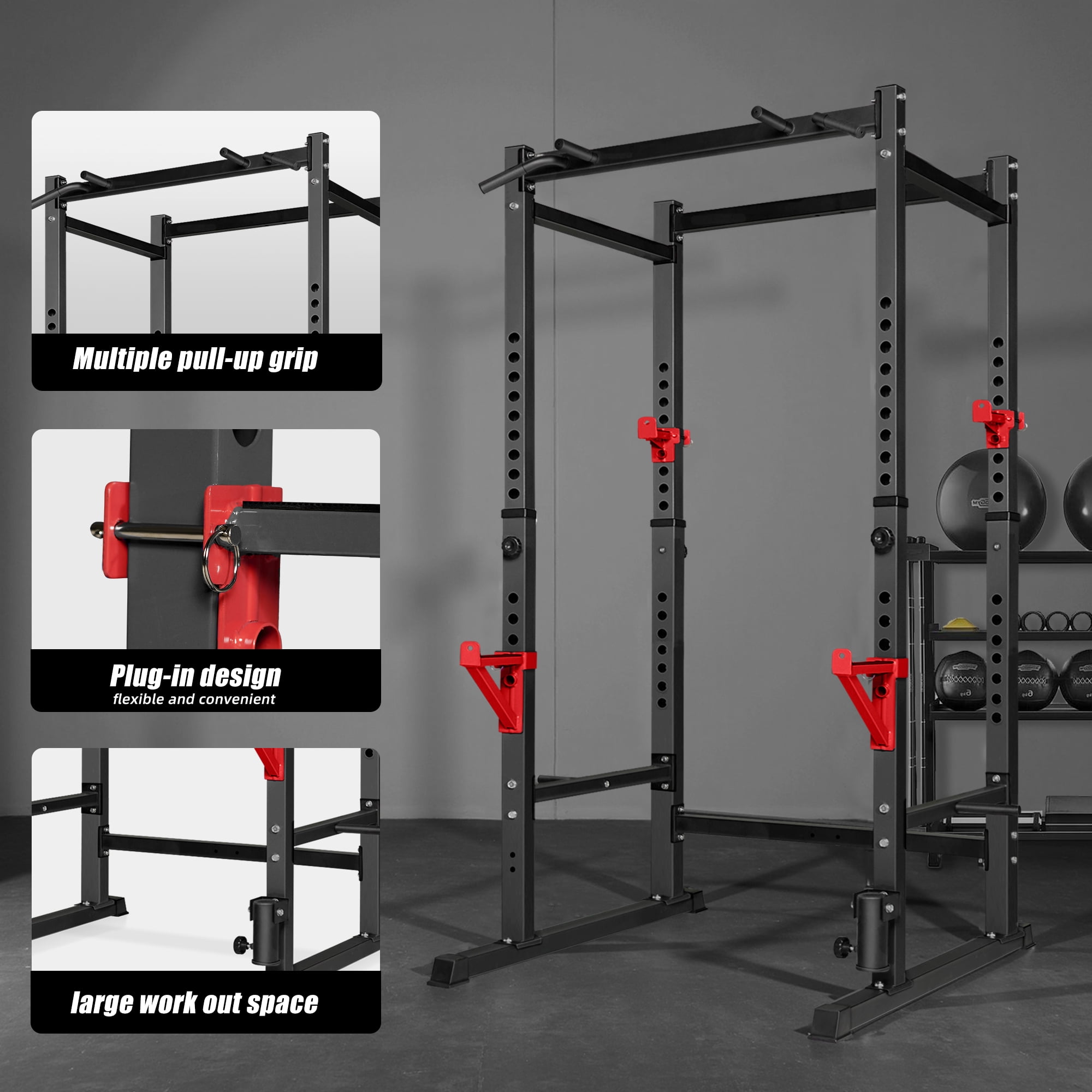 Primy 1000lb Capacity Power Rack, Rack Cage for Weight Training, Adjustable Squat Stand Rack for Home Gym Equipment, Lifting Cage