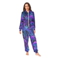 thumbnail image 2 of FORMRS Onesies Pajama for Adults Unisex Hoodie Winter Jumpsuit One Piece Sleepwear, Sizes S-2XL, Purple Mushrooms Pattern, 2 of 7