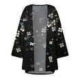 thumbnail image 5 of Ketyyh-chn99 Long Cardigans for Women Casual Lightweight 3/4 Sleeve Open Front Ruffles Spring Top Black,2XL, 5 of 5