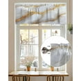 thumbnail image 3 of White Abstract Marble Texture Kitchen Valances for Windows Gold Lines Valance Curtains&nbsp; for Kitchen /Living Room/Bedroom/ Bathroom Decor, 54"x18 " ,Rod Pocket 1 Panel,, 3 of 7