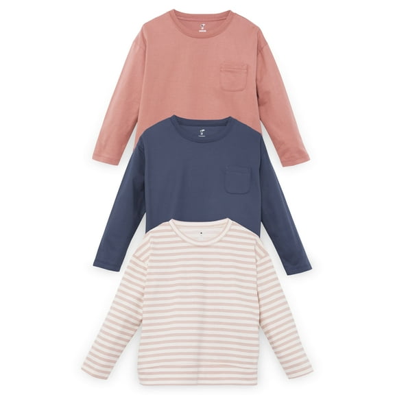 Little Star 100% Organic Cotton 3-Pack Toddler Girl Long Sleeve Tees