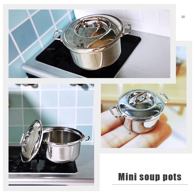 QUMIIRITY 3Pcs Play Kitchen Utensils Alloy Silver Round Toy for Home Decoration and Photography