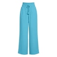 thumbnail image 3 of cocolona Womens Casual Ruffle High Waist Pants Elastic Waist Drawstring Wide Leg Vacation Lounge Pants with Pockets, 3 of 5