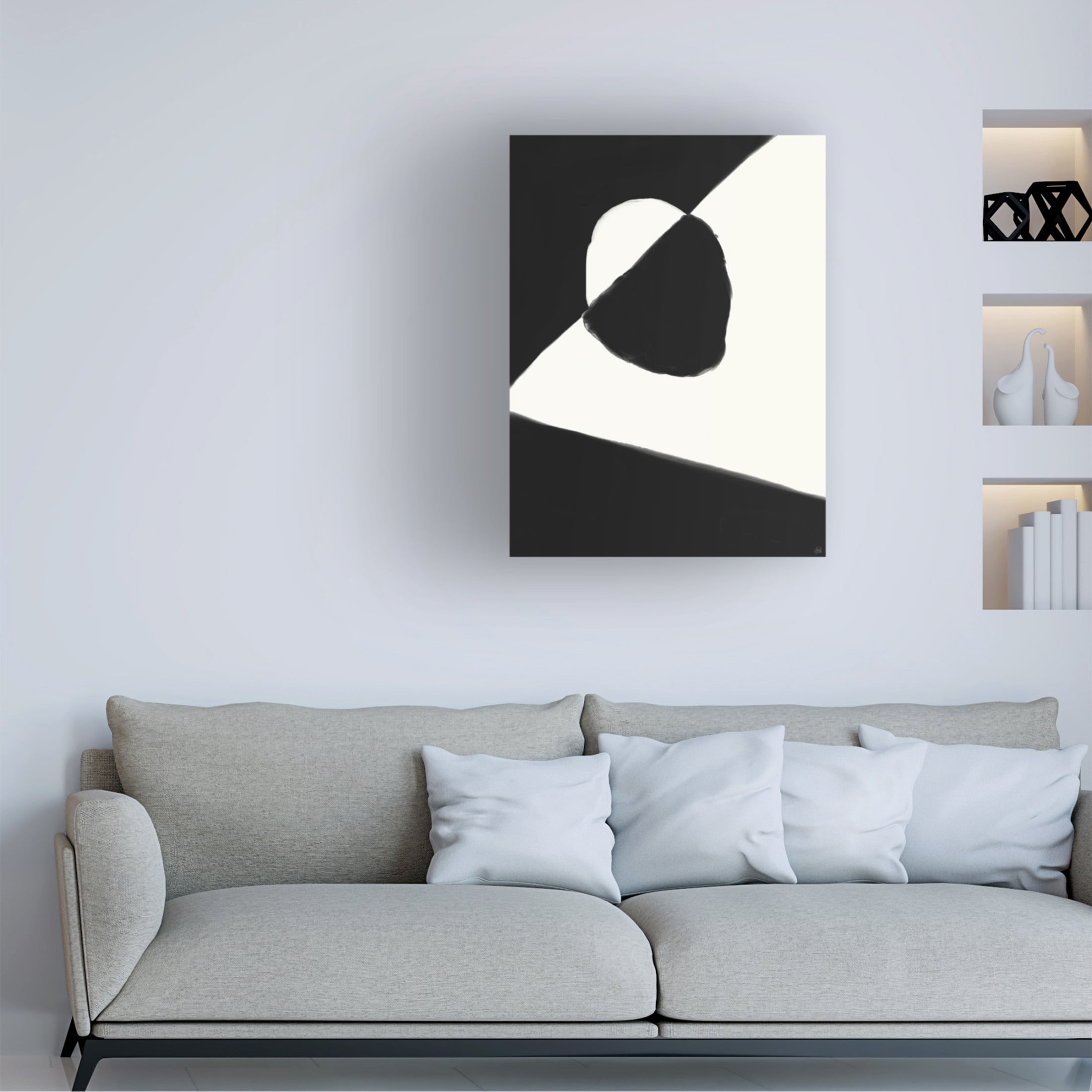 Canvas Wall Art - Line and Brush 'Shapes Exploration In Black 1' Wall Art for Living Room, Bedroom, or Office Décor by Trademark Fine Art - 35 x 47 Inches