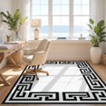 thumbnail image 3 of Design&I 8'x10' Washable Area Rug Sleek Flatweave Pet Friendly Traditional Greek Key Geometric Border Interlocking Meander Motif for King Size Bedroom, Under Bed, 3 of 7