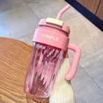 thumbnail image 1 of Simple Large Capacity Handy Plastic Cup Girl Office Mug Handle Straw Water Cup Couple Drinking Cup, 1 of 7